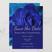 Stilvolle Blue Rose Wedding Save the Date (Vorne/Hinten)
