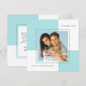 Stilvolle Blue Square Wedding Vielen Dank mit Foto Dankeskarte (Vorne/Hinten)