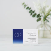 Stilvolle Blue Stripe White Monogram Business Card Visitenkarte (Stehend Vorderseite)
