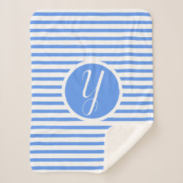 Stilvolle Blue Stripes Y Monogram Gewindesteigung Sherpadecke