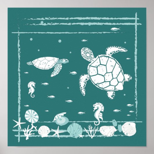 Stilvolle Blue Underwater Seascape Poster (Vorne)