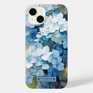 Stilvolle Blue Watercolor Hydrangea Namensvorlage Case-Mate iPhone 14 Hülle