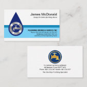 Stilvolle Blue Waterdrop Layers Plumber Visitenkarte (Vorne/Hinten)