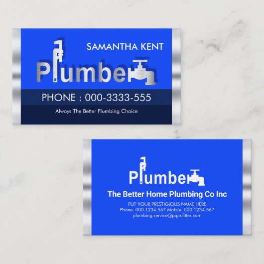 Stilvolle Blue Waters Plumber Signage Visitenkarte (Vorne/Hinten)