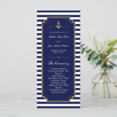 Stilvolle Blue Wedding Program Rack Cards Programm (Stehend Vorderseite)