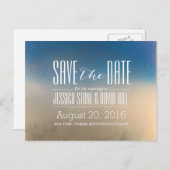 Stilvolle Blue & White Winter Wedding Save the Dat Ankündigungspostkarte (Vorne/Hinten)