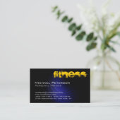 Stilvolle Blue Yellow Black Fitness Business Card Visitenkarte (Stehend Vorderseite)