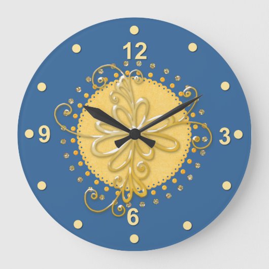 Stilvolle Blue & Yellow Wall Uhr (Vorderseite)