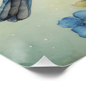 Stilvolle Bluebird- und Blütenkunst Poster (Ecke)