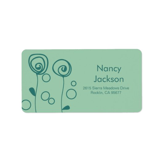 Stilvolle Blume - Aqua Green Adressaufkleber (Vorne)