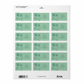 Stilvolle Blume - Aqua Green Adressaufkleber (Vorne)