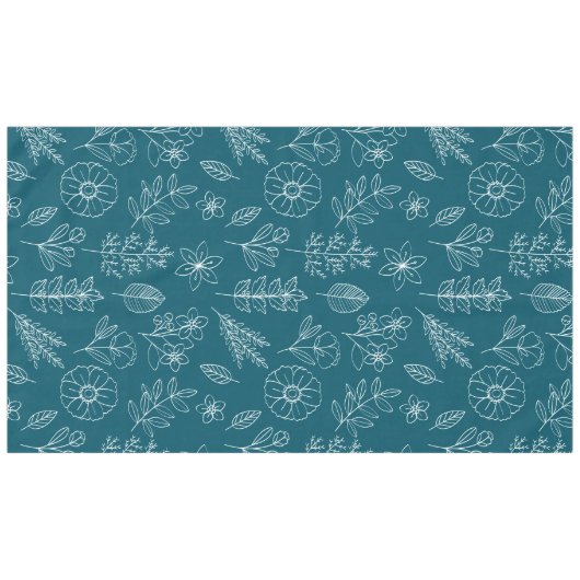 Stilvolle Blume aus dunklem aquamarinem Muster Tischdecke (Vorderseite (Horizontal))