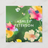 Stilvolle Blume der modernen Wasserfarben Botanisc Quadratische Visitenkarte (Vorderseite)