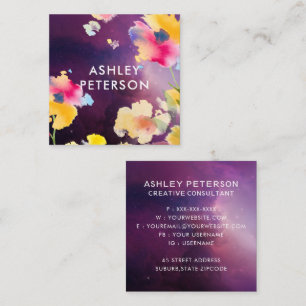 Stilvolle Blume der modernen Wasserfarben Botanisc Quadratische Visitenkarte