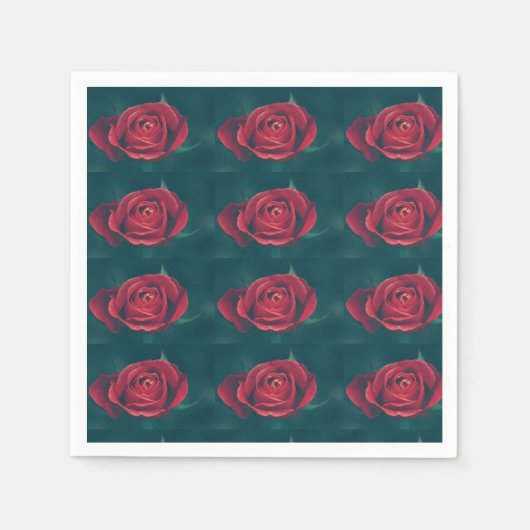 Stilvolle Blume für blasse Rote Rose Napkin Serviette (Vorderseite)