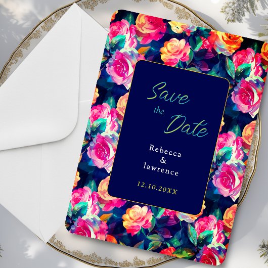 Stilvolle Blume Hochzeit Save The Date