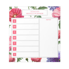 Stilvolle Blume Personalisierter Name Notizblock