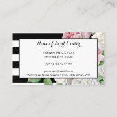 Stilvolle Blume und Streifen Mutterschaft Birth Do Visitenkarte (Rückseite)