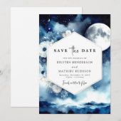 Stilvolle Blumenfeier Moonlit Save The Date (Vorne/Hinten)