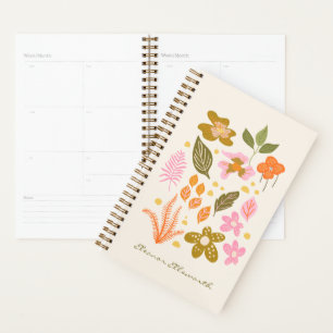 Stilvolle BlumenIllustration Rosa Grüner Individue Planer
