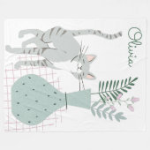 Stilvolle Blumenkatze Lover Illustration Personali Fleecedecke (Vorderseite (Horizontal))