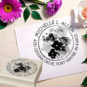 Stilvolle Blumenkunst Rücksendeadresse Gummistempel