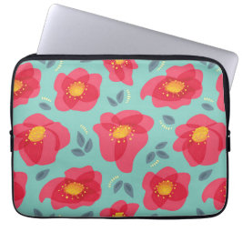 Stilvolle Blumenmuster in Rosa und Blau Laptopschutzhülle
