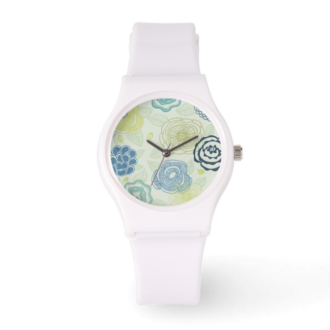 Stilvolle Blumenmuster mit niedlichen Blume Armbanduhr (Vorderseite)