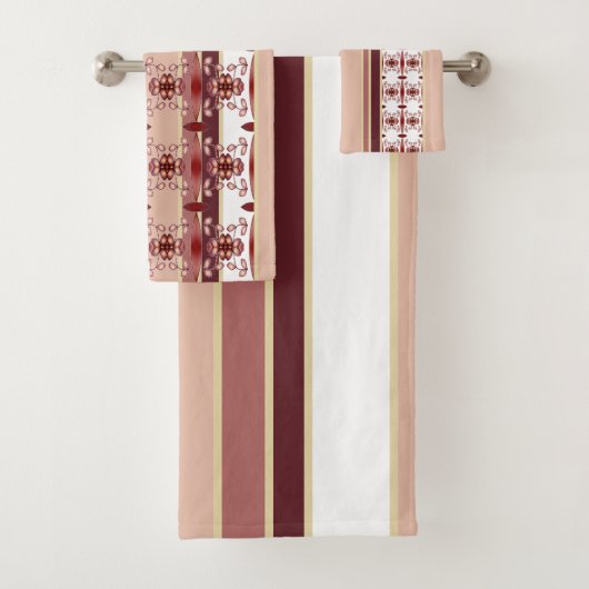 Stilvolle Blumenmuster und Streifen Badhandtuch Set (Insitu)