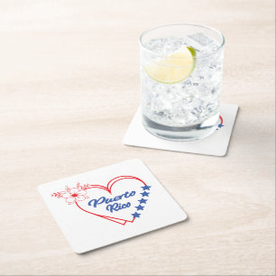 Stilvolle Blumenpuerto Rico Herzerkrankung Rechteckiger Pappuntersetzer