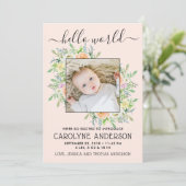 Stilvolle Blumenrahmen-Foto-Geburtserklärung Ankündigung (Stehend Vorderseite)