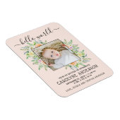 Stilvolle Blumenrahmen-Foto-Geburtserklärung Magnet (Rechte Seite)