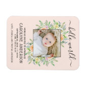 Stilvolle Blumenrahmen-Foto-Geburtserklärung Magnet (Horizontal)