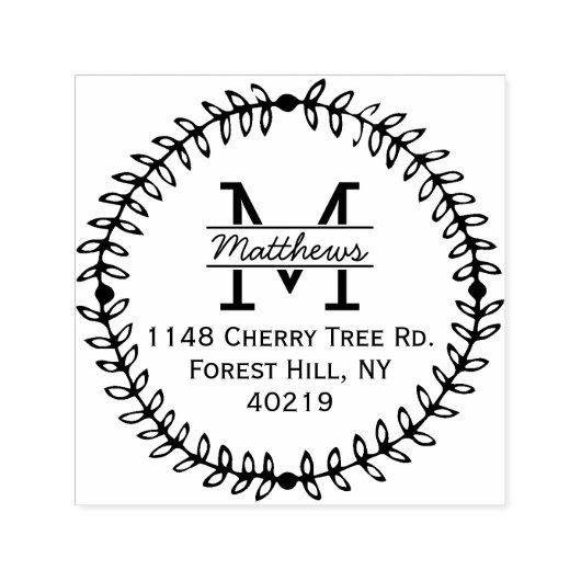 Stilvolle Blumenschrift Custom Monogram Permastempel (Design)