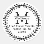 Stilvolle Blumenschrift Custom Monogram Runder Aufkleber (Vorderseite)