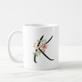 Stilvolle Blumenschrift "K" Typografie Kaffeetasse (Links)