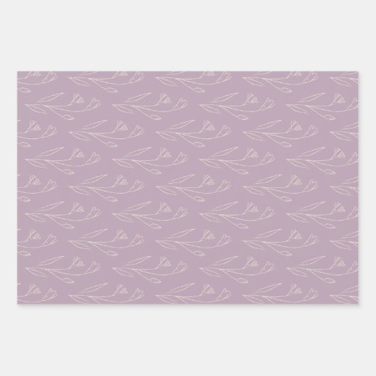 Stilvolle Blumenstrauß-Linie Zeichnend in Dusty Li Geschenkpapier Set (Vorderseite 2)