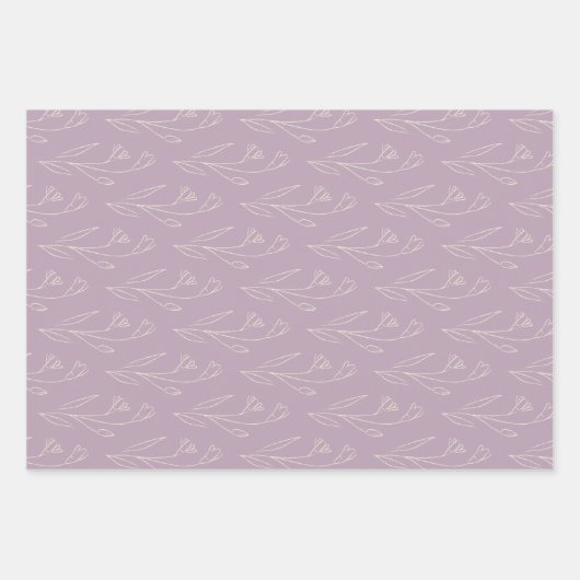 Stilvolle Blumenstrauß-Linie Zeichnend in Dusty Li Geschenkpapier Set (Vorderseite)