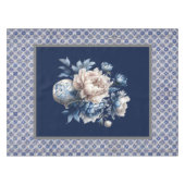 Stilvolle Blumenvase Blaue Chinoiserie Monogramm Tischdecke (Vorderseite (Horizontal))