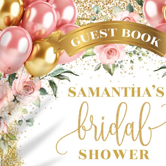 Stilvolle Blush Blume Brautparty Gästebuch