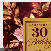 Stilvolle Blush Burgundy Gold 30. Geburtstag Napki Serviette