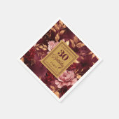 Stilvolle Blush Burgundy Gold 30. Geburtstag Napki Serviette (Ecke)