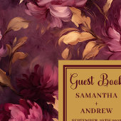 Stilvolle Blush Burgundy Gold Boho Wedding Gästebuch