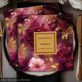 Stilvolle Blush Burgundy Gold Floral Wedding Napki Serviette