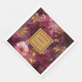 Stilvolle Blush Burgundy Gold Floral Wedding Napki Serviette (Ecke)