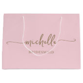 Stilvolle Blush Pink Chic Gold Monogram Script Große Geschenktüte (Vorderseite)