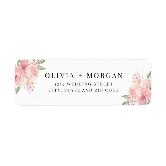 Stilvolle Blush Pink Floral Wedding Rücksendeadres (Vorne)