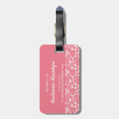 Stilvolle Blush Pink Girly Tropical Spring Blumen Gepäckanhänger (Rückseite vertikal)