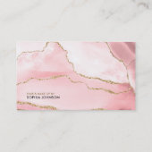 Stilvolle Blush Pink Gold Glitzer Agate Visitenkarte (Rückseite)