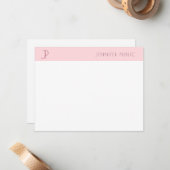 Stilvolle Blush Pink Monogram Moderne Minimalistis Mitteilungskarte (Vorderseite/Rückseite Beispiel)